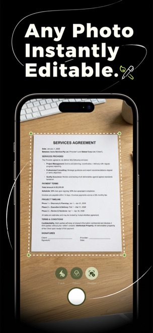 Docusy scanning a document on iPhone